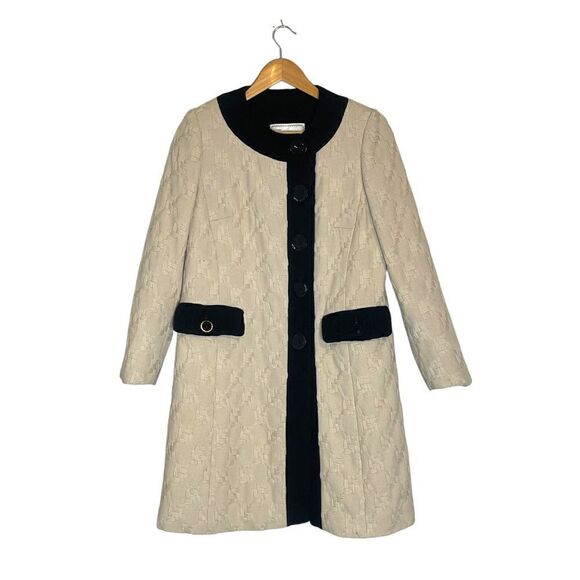 Milly Cream Vintage Style Basketweave Peacoat - Picture 3 of 15